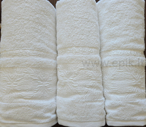 Medvilnės pluošto vonios rankšluosčių rinkinys „Cotton Delux“, pieno baltos spalvos